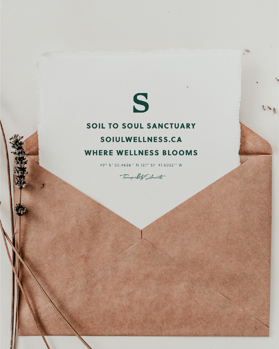 SOIUL Wellness brand identity envelope